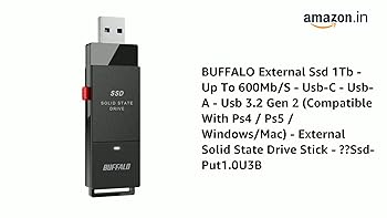BUFFALO External Ssd 1Tb - Up To 600Mb/S - Usb-C - Usb-A - Usb 3.2